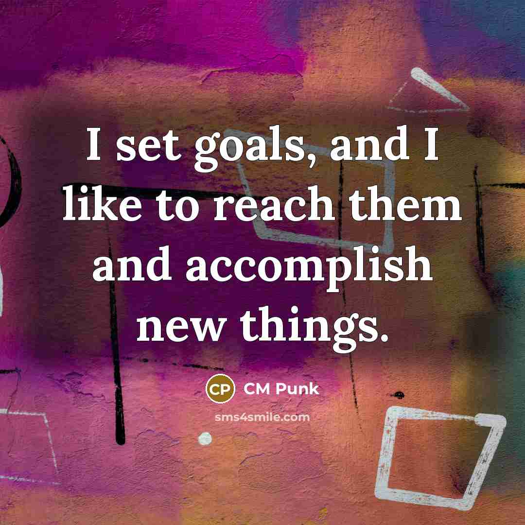“I set goals, and I like to reach them and…” quote by CM Punk