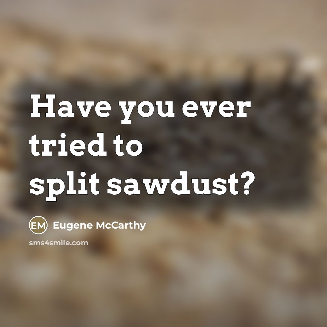 “Have you ever tried to split sawdust?…” quote by Eugene McCarthy