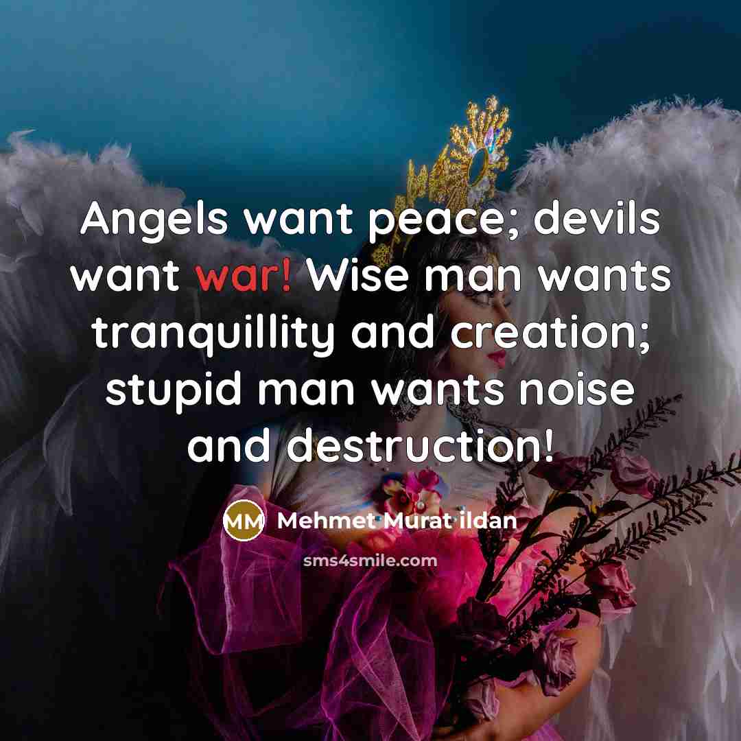 “Angels want peace; devils want war! Wise man wants tranquillity…” quote by Mehmet Murat Ildan