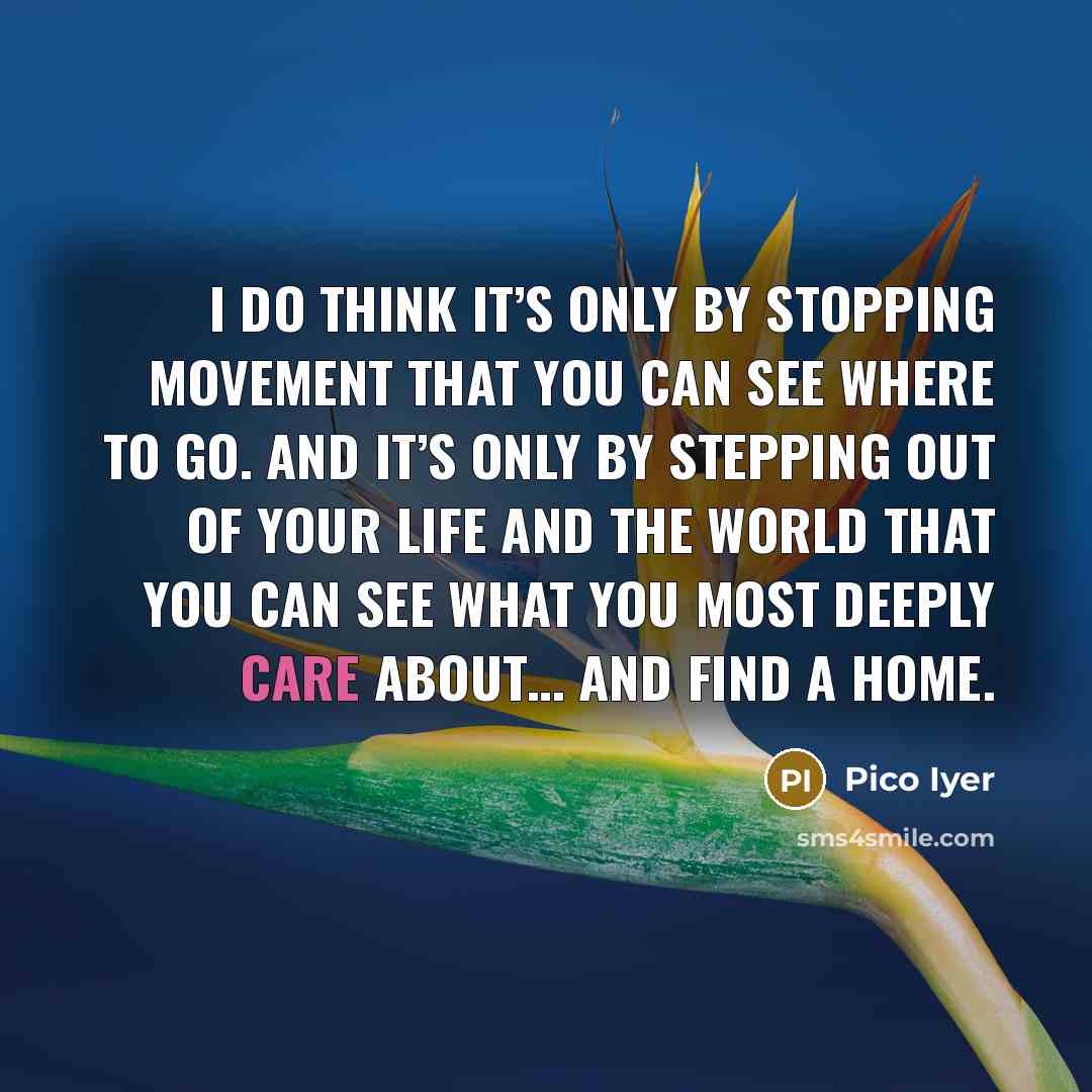 “I do think it’s only by stopping movement that you…” quote by Pico Iyer