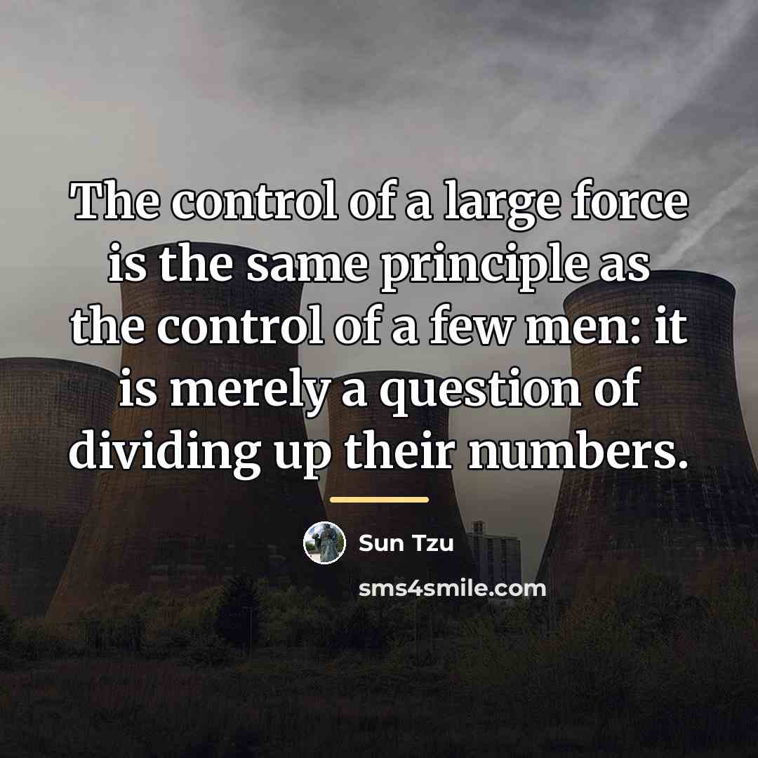 “The control of a large force is the same principle…” quote by Sun Tzu