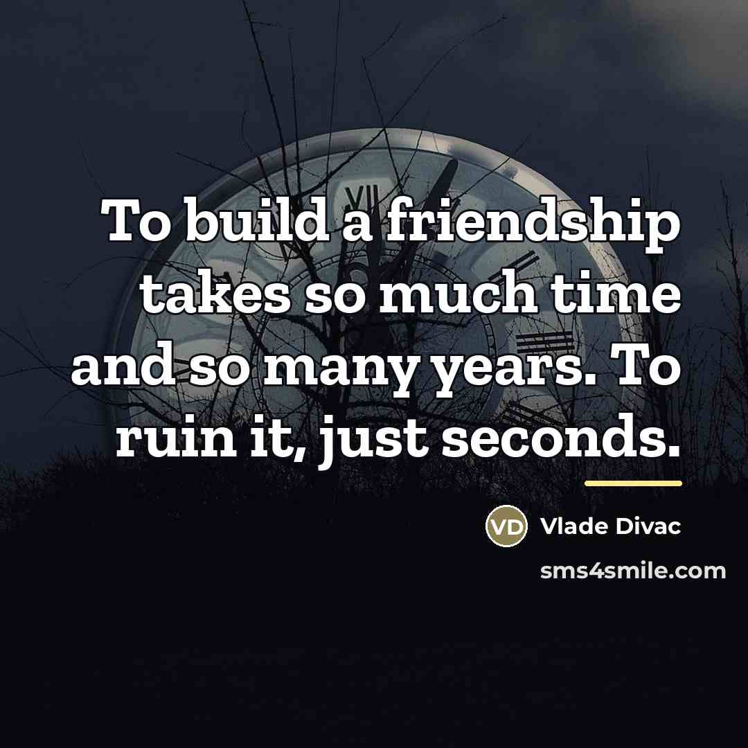 “To build a friendship takes so much time and so…” quote by Vlade Divac