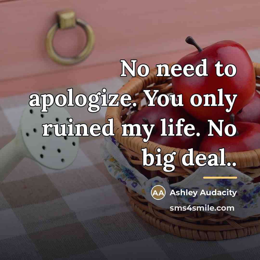“No need to apologize. You only ruined my life. No…” quote by Ashley Audacity