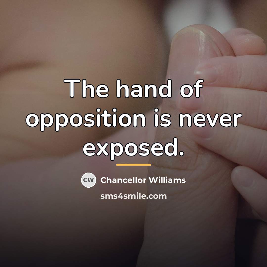 “The hand of opposition is never exposed.…” quote by Chancellor Williams