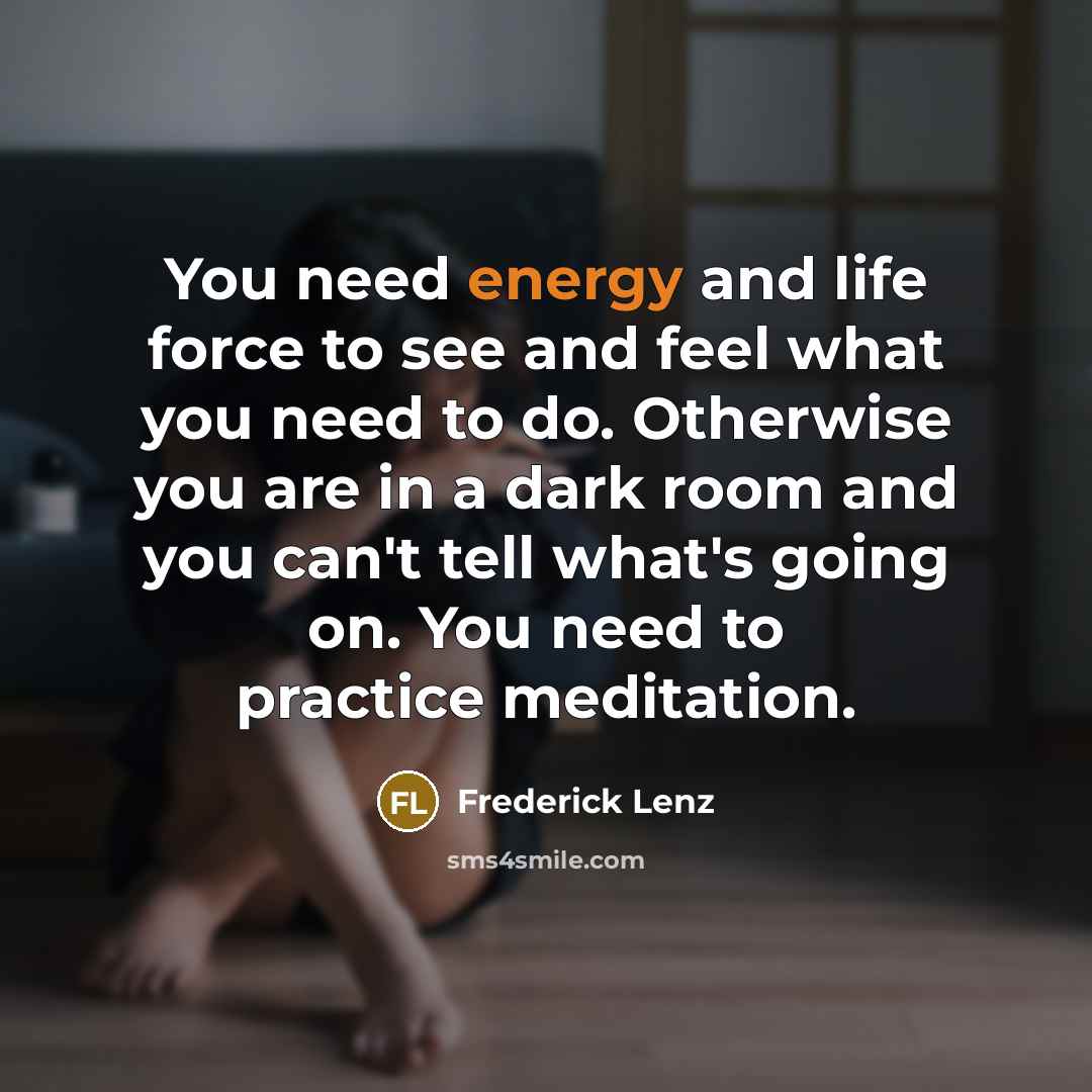 “You need energy and life force to see and feel…” quote by Frederick Lenz