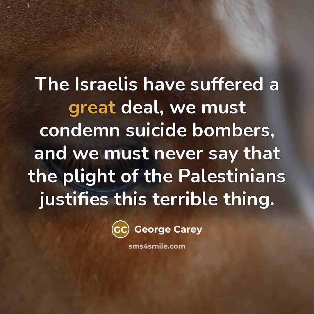 “The Israelis have suffered a great deal, we must condemn…” quote by George Carey