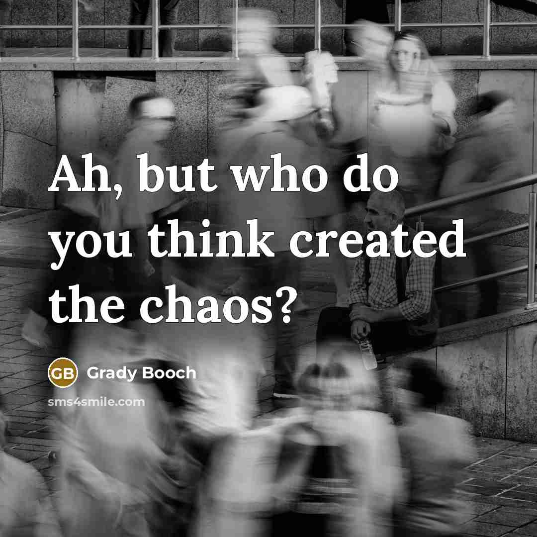 “Ah, but who do you think created the chaos?…” quote by Grady Booch