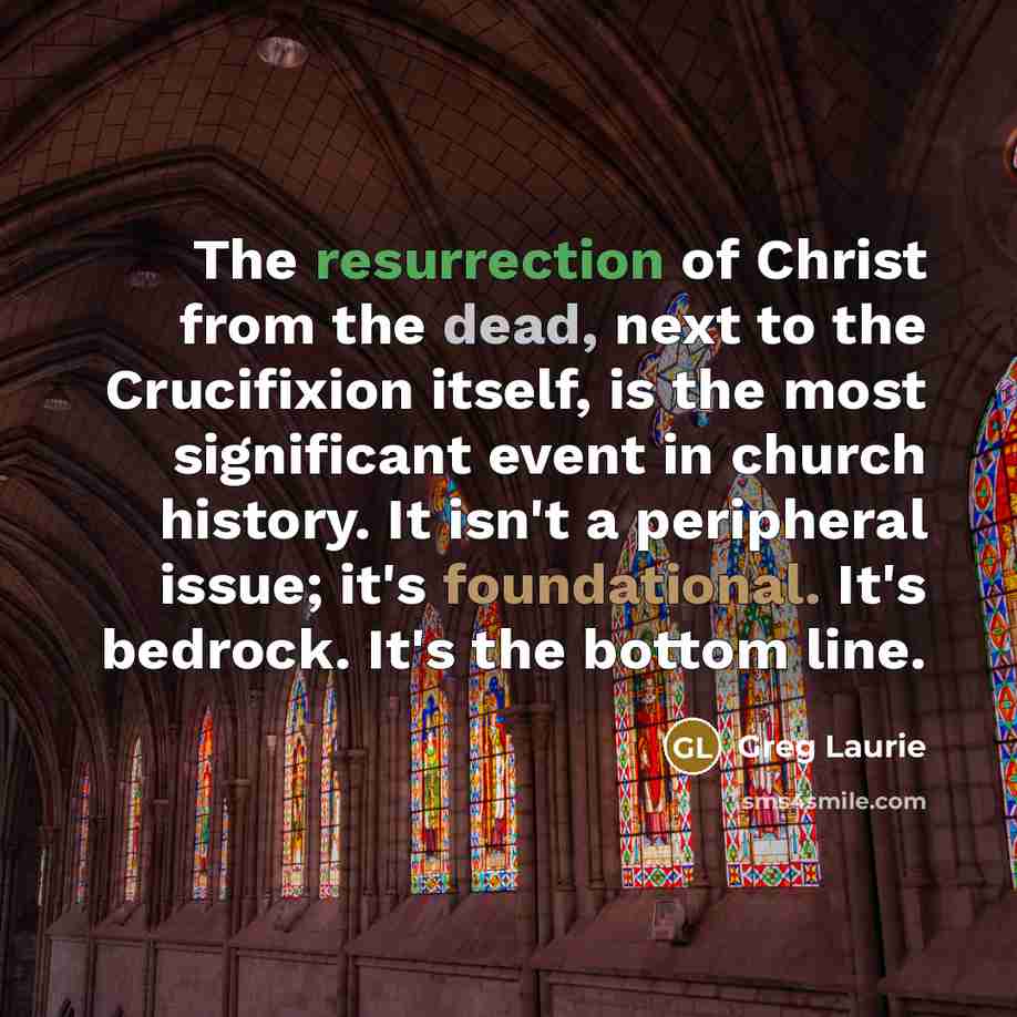 “The resurrection of Christ from the dead, next to the…” quote by Greg Laurie