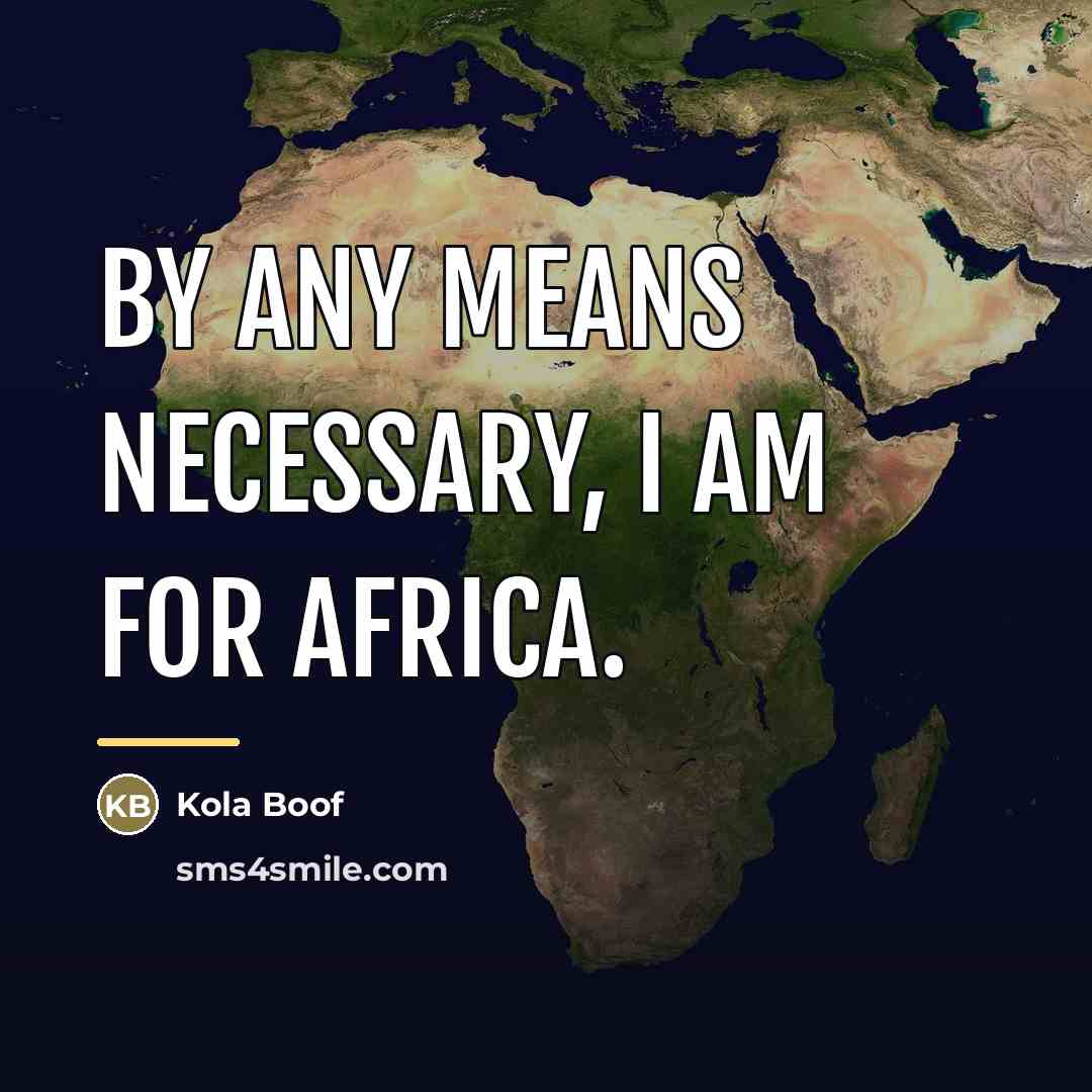 “By any means necessary, I am for Africa.…” quote by Kola Boof