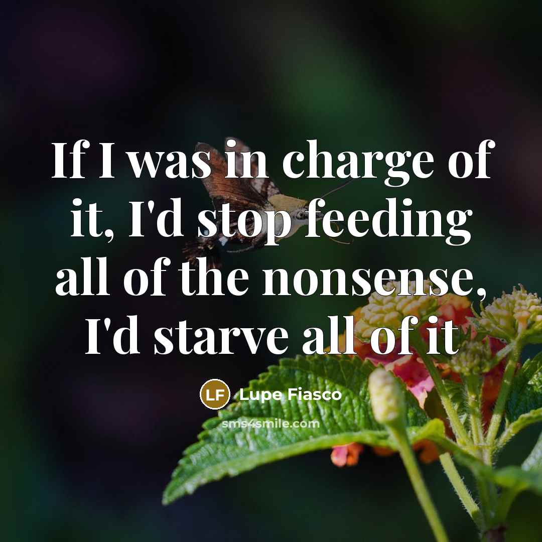 “If I was in charge of it, I'd stop feeding all of the nonsense, I'd starve all of it” quote by Lupe Fiasco