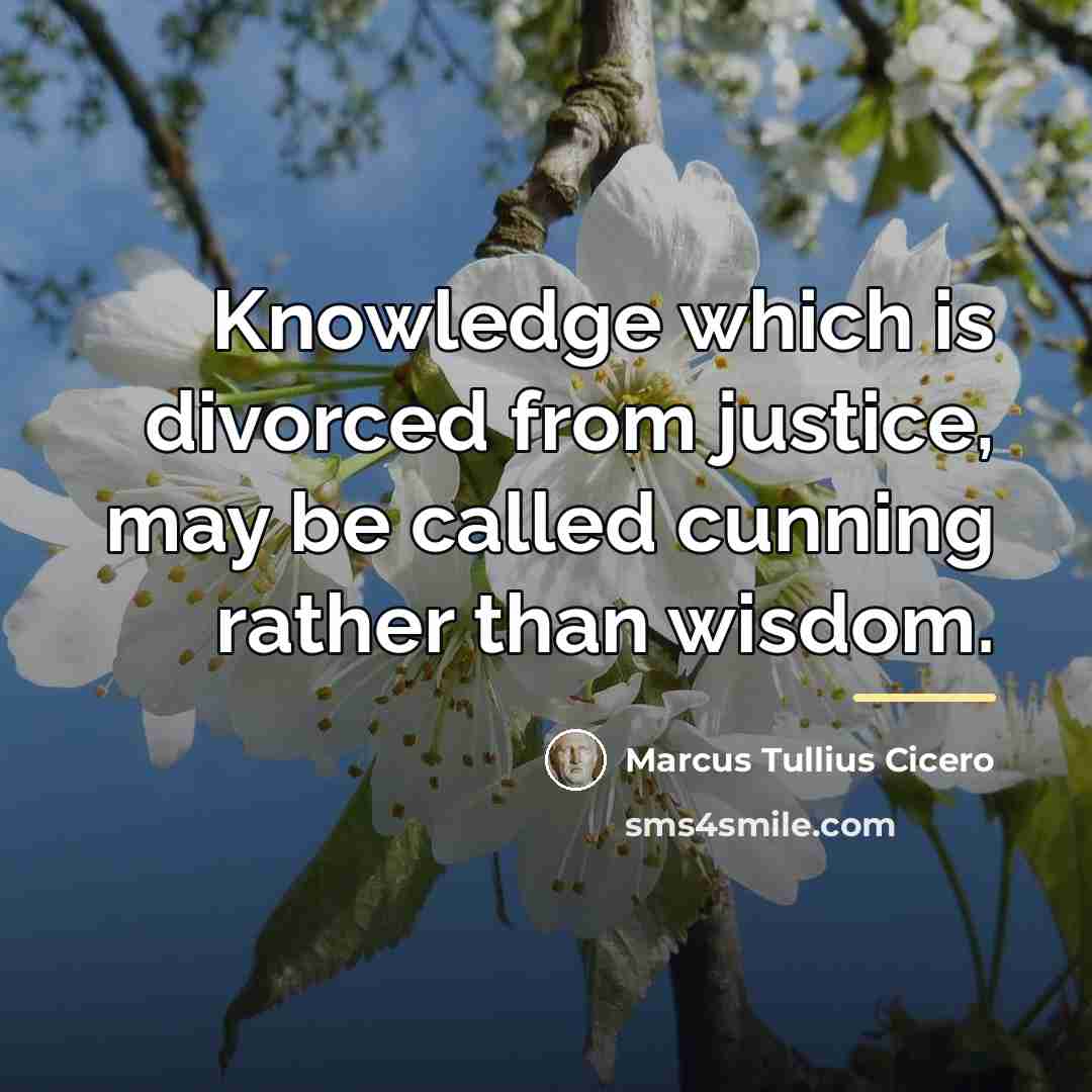 “Knowledge which is divorced from justice, may be called cunning…” quote by Marcus Tullius Cicero