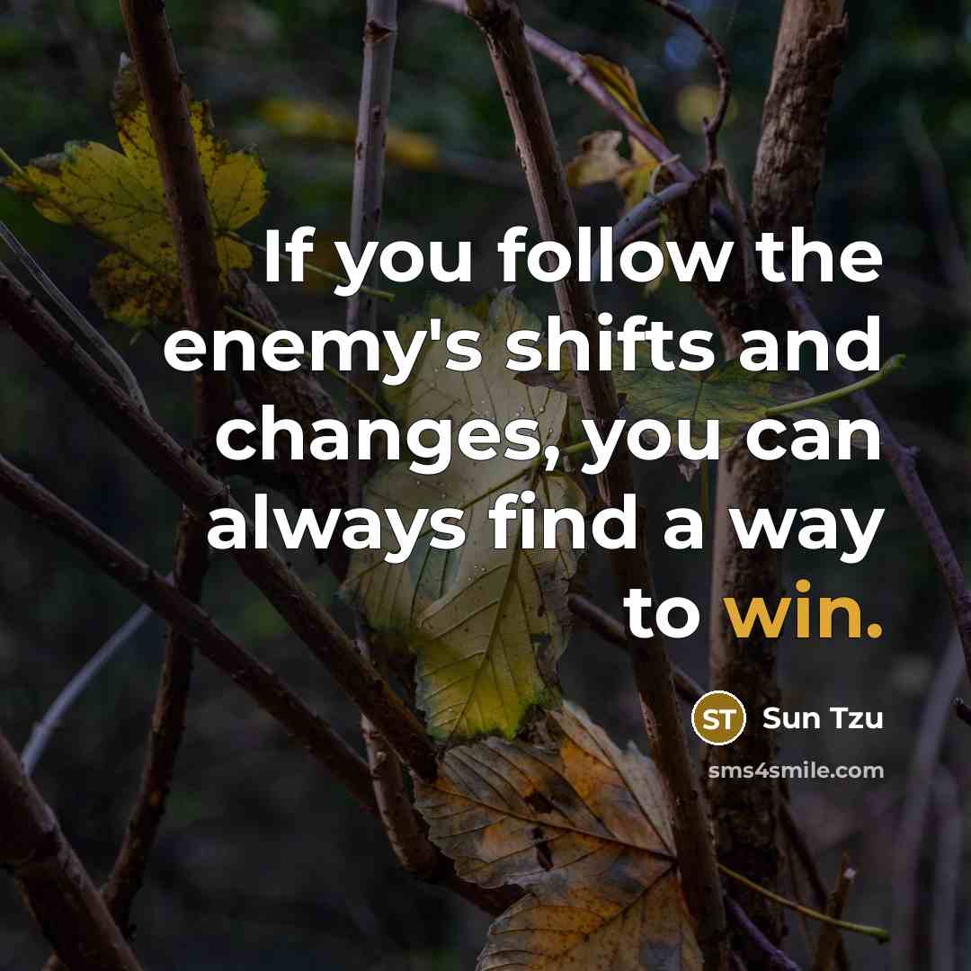 “If you follow the enemy's shifts and changes, you can…” quote by Sun Tzu
