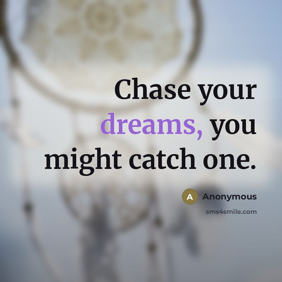 “Chase your dreams, you might catch one.…” quote by Anonymous