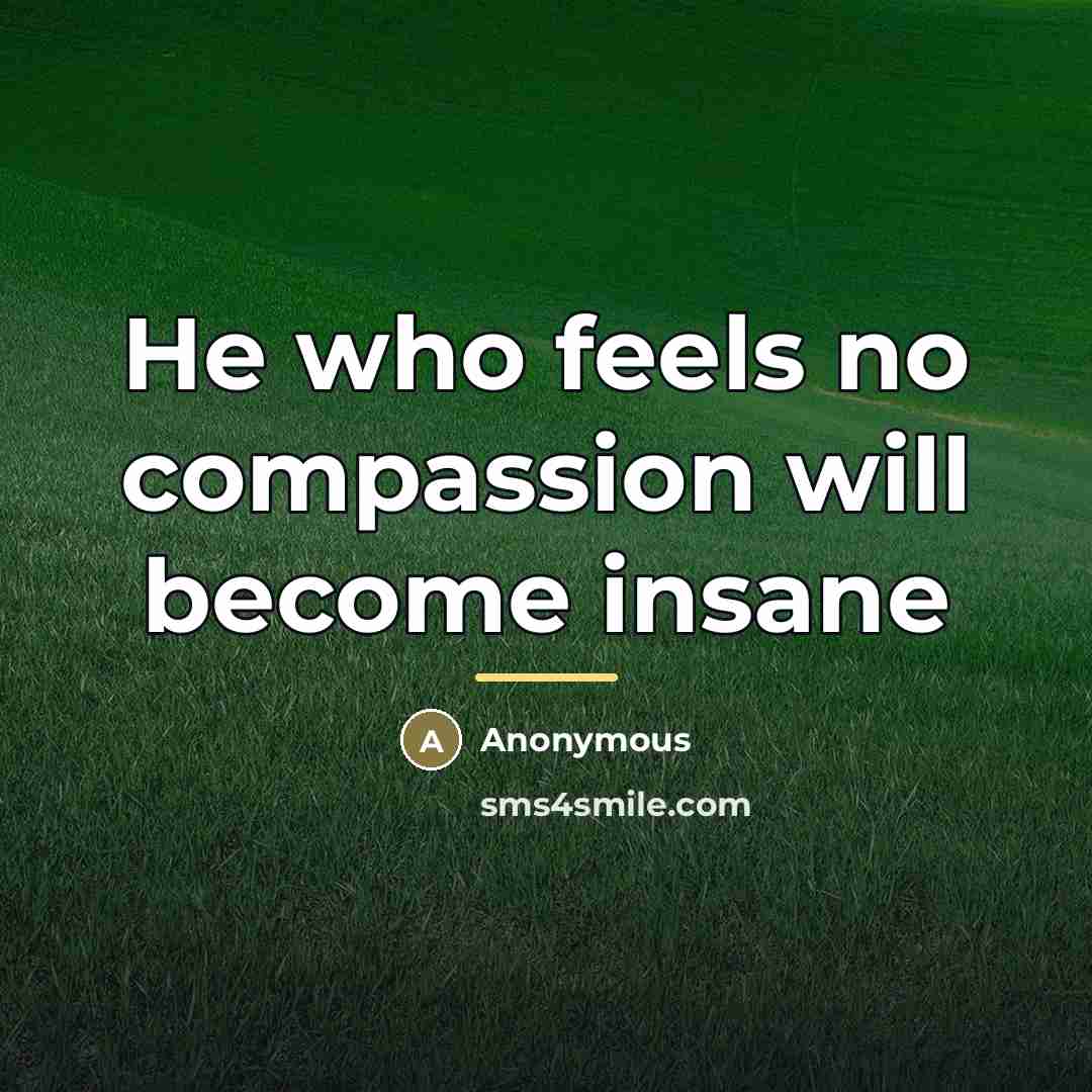 “He who feels no compassion will become insane…” quote by Anonymous