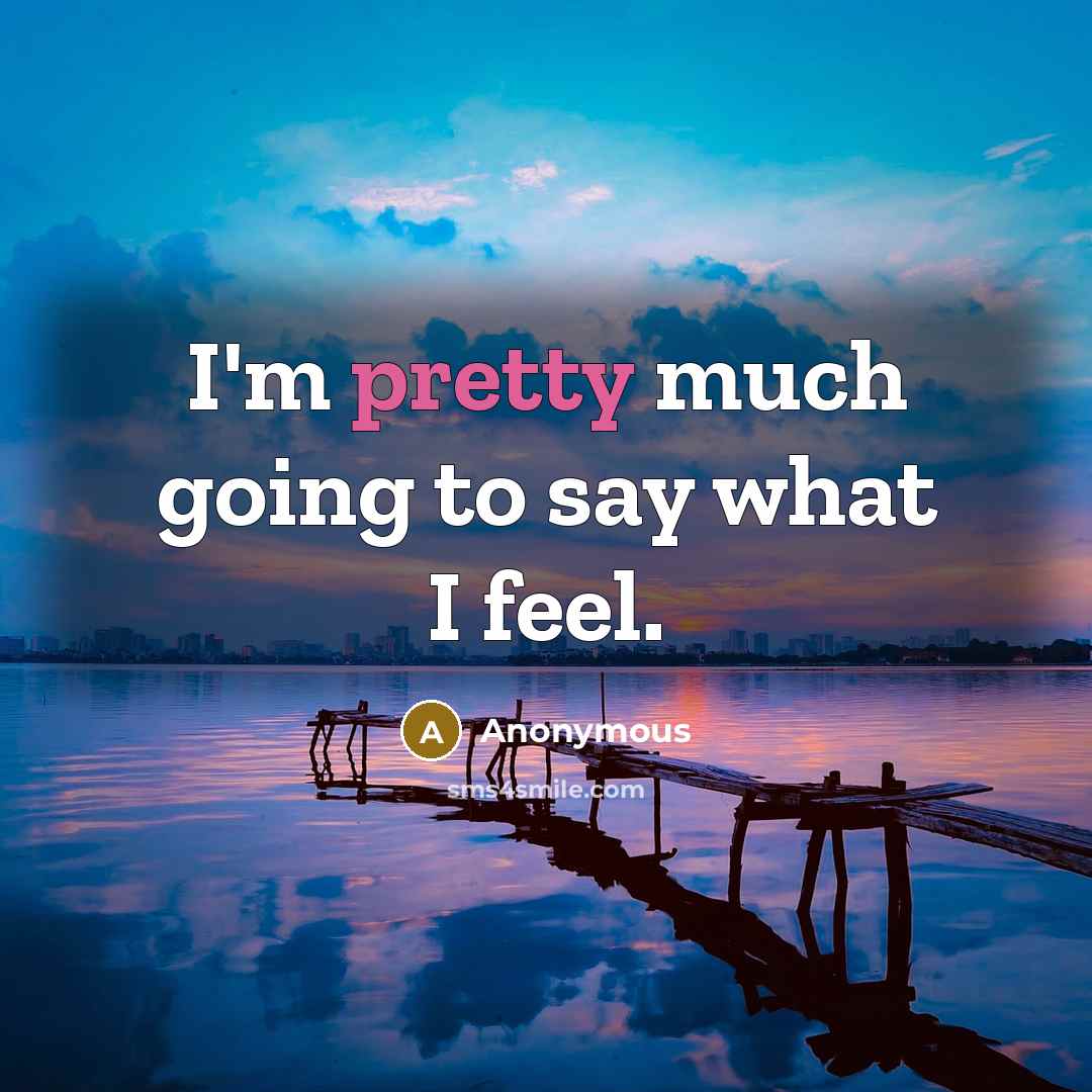 “I'm pretty much going to say what I feel.” quote by Anonymous