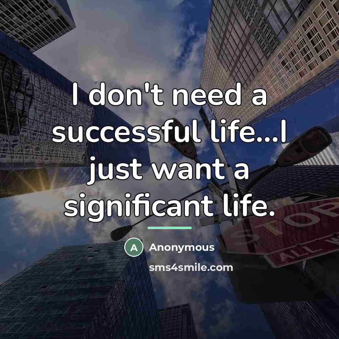 “I don't need a successful life...I just want a significant…” quote by Anonymous