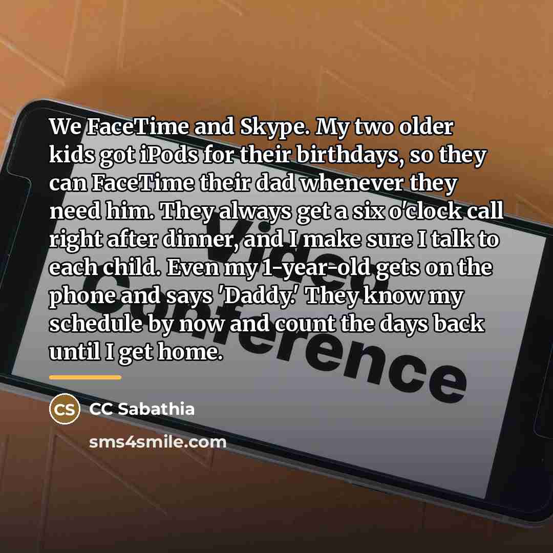 “We FaceTime and Skype. My two older kids got iPods…” quote by CC Sabathia