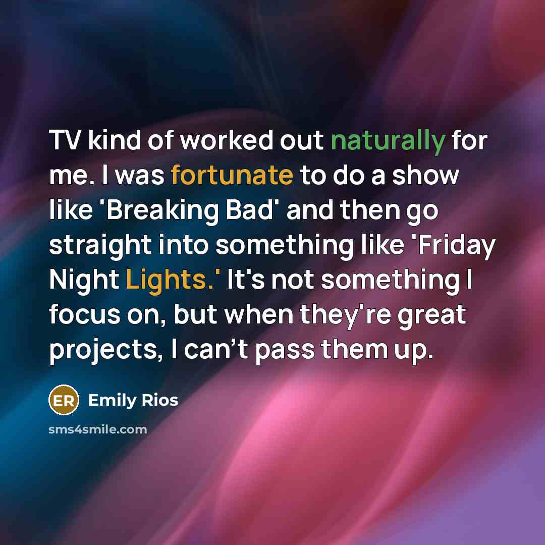 “TV kind of worked out naturally for me. I was…” quote by Emily Rios