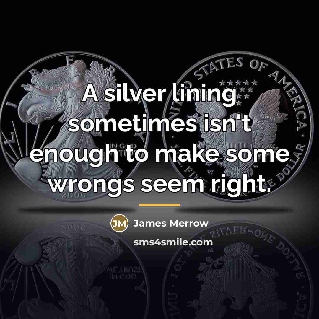 “A silver lining sometimes isn't enough to make some wrongs…” quote by James Merrow