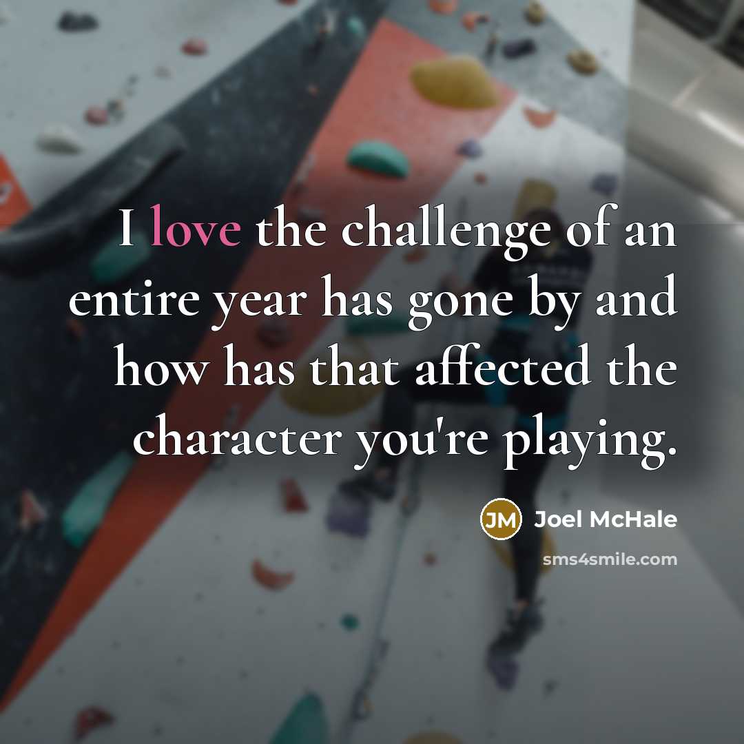 “I love the challenge of an entire year has gone…” quote by Joel McHale