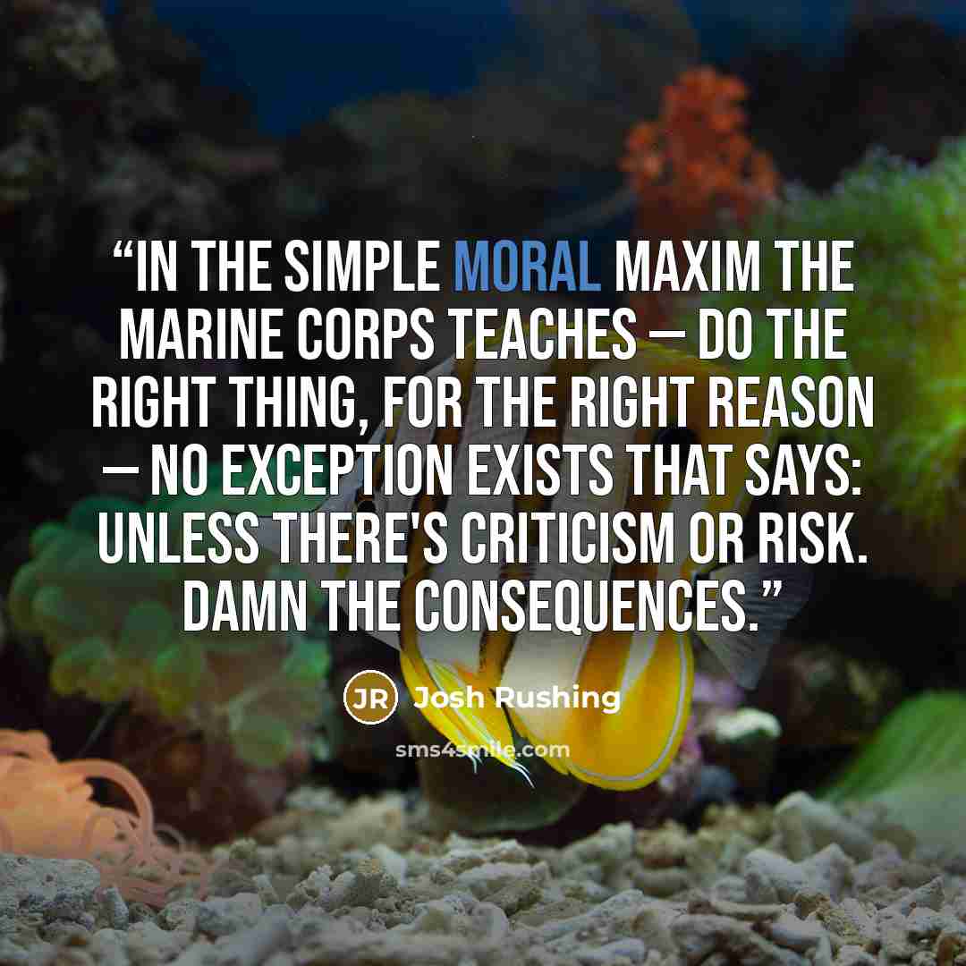 “In the simple moral maxim the Marine Corps teaches — do the right thing, for the right reason — no exception exists that says: unless there's criticism or risk. Damn the consequences.” quote by Josh Rushing