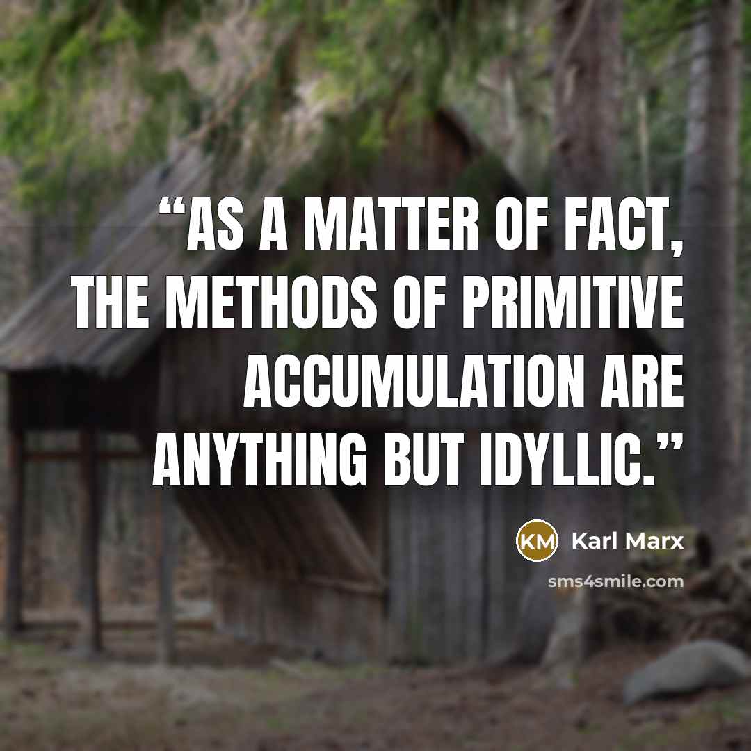 “As a matter of fact, the methods of primitive accumulation are anything but idyllic.” quote by Karl Marx