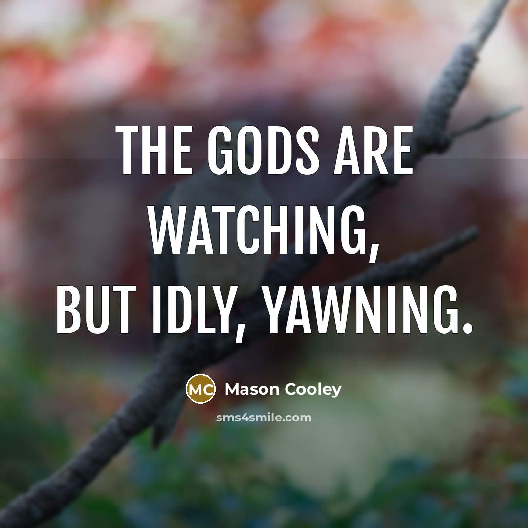 “The gods are watching, but idly, yawning.…” quote by Mason Cooley