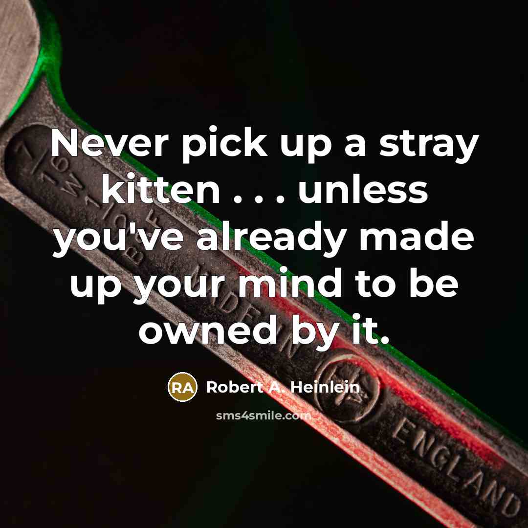 “Never pick up a stray kitten . . . unless…” quote by Robert A. Heinlein