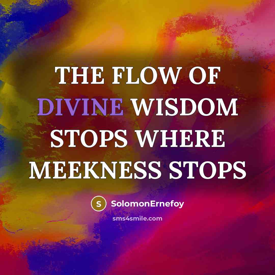 “THE FLOW OF DIVINE WISDOM STOPS WHERE MEEKNESS STOPS…” quote by SolomonErnefoy