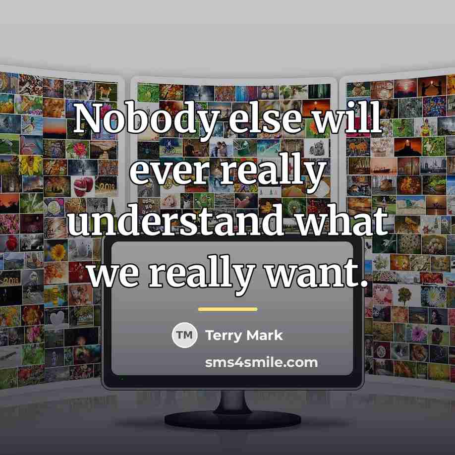 “Nobody else will ever really understand what we really want.…” quote by Terry Mark