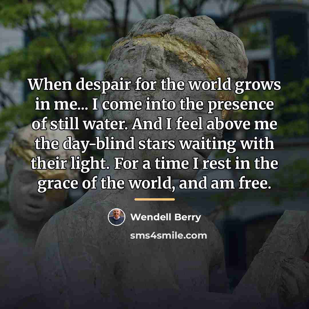 “When despair for the world grows in me... I come…” quote by Wendell Berry
