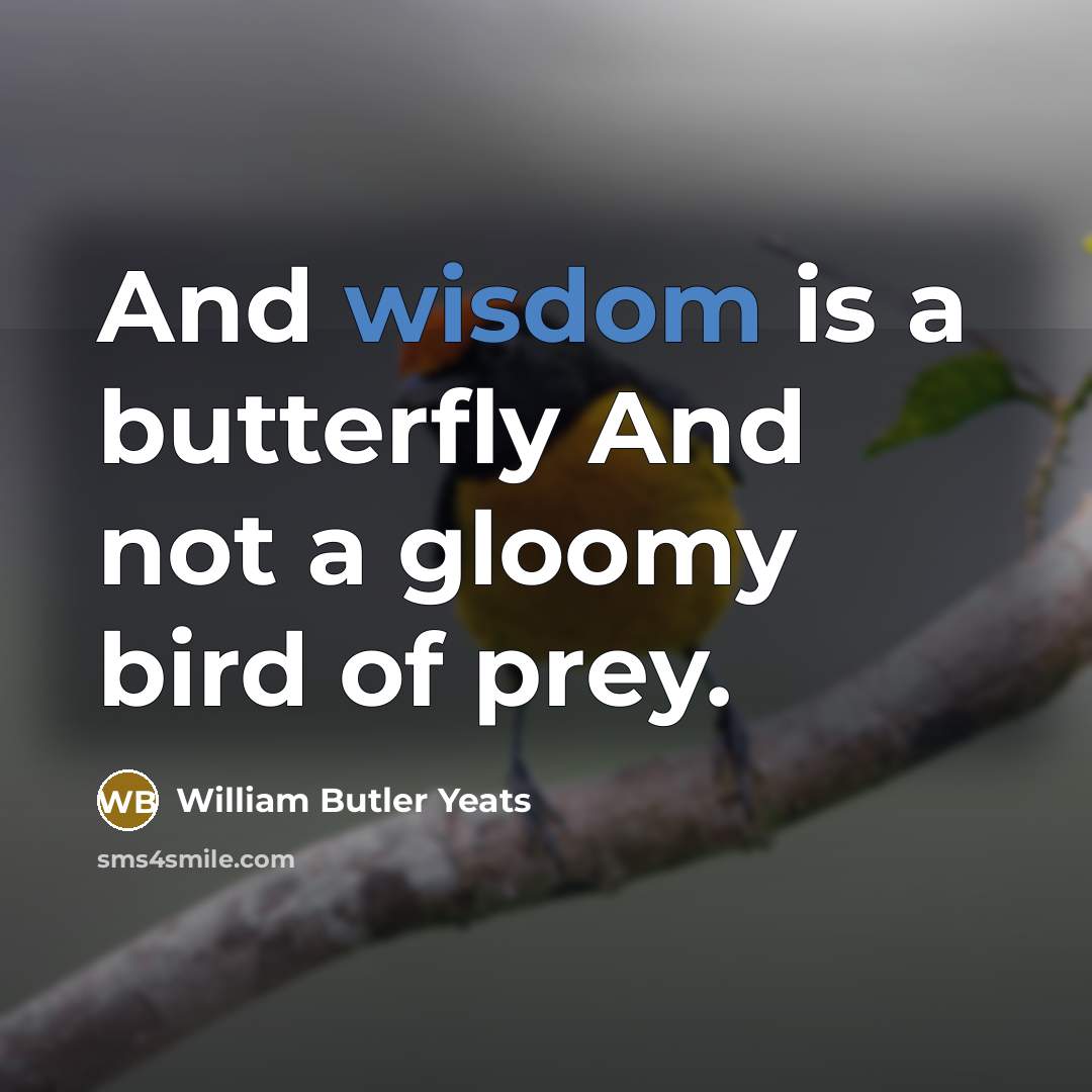 “And wisdom is a butterfly And not a gloomy bird…” quote by William Butler Yeats