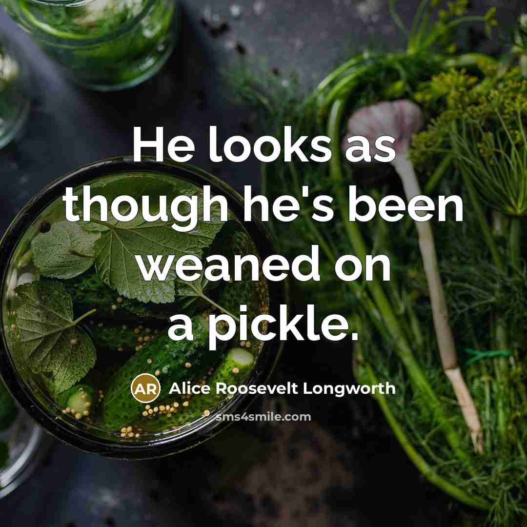 “He looks as though he's been weaned on a pickle.…” quote by Alice Roosevelt Longworth