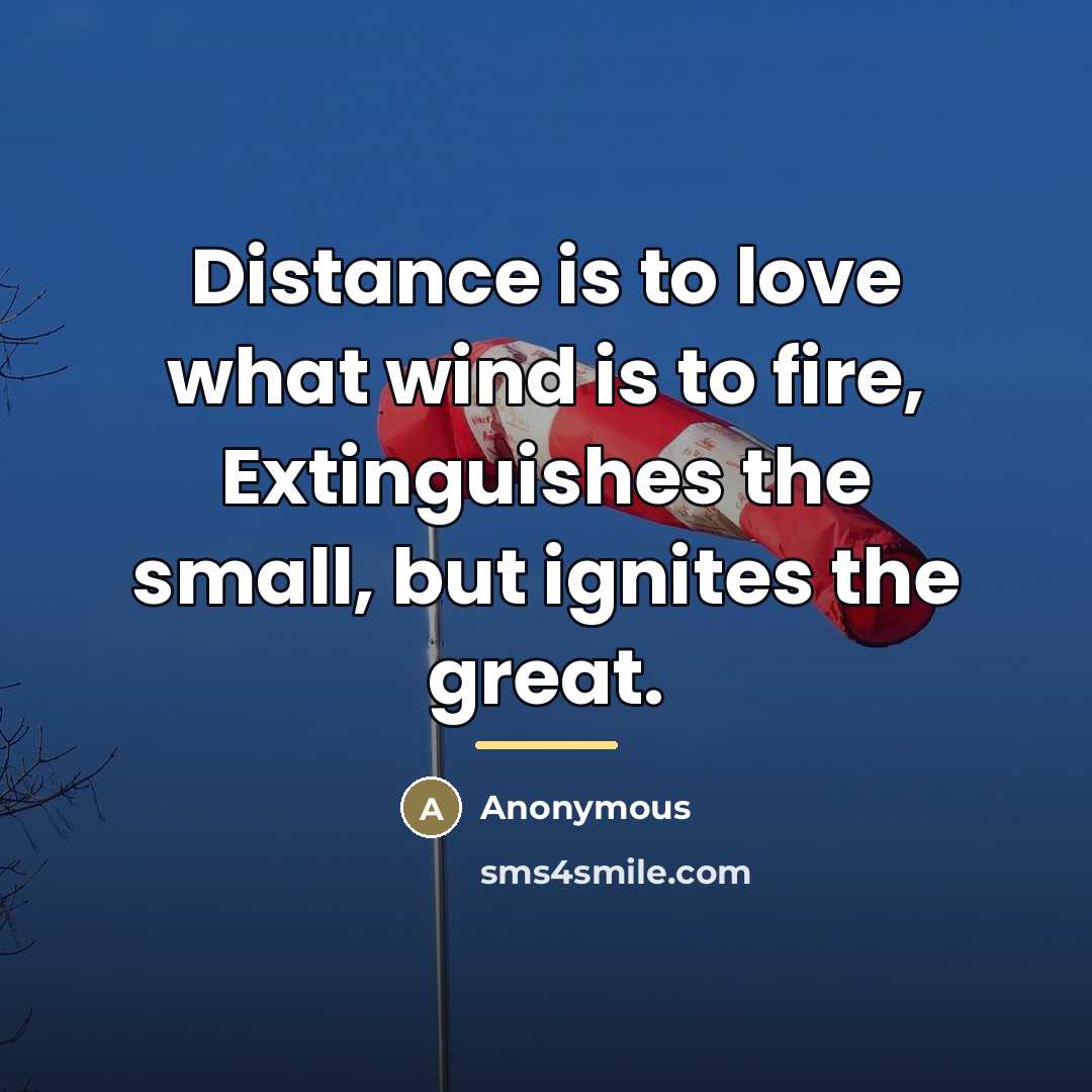 “Distance is to love what wind is to fire, Extinguishes…” quote by Anonymous