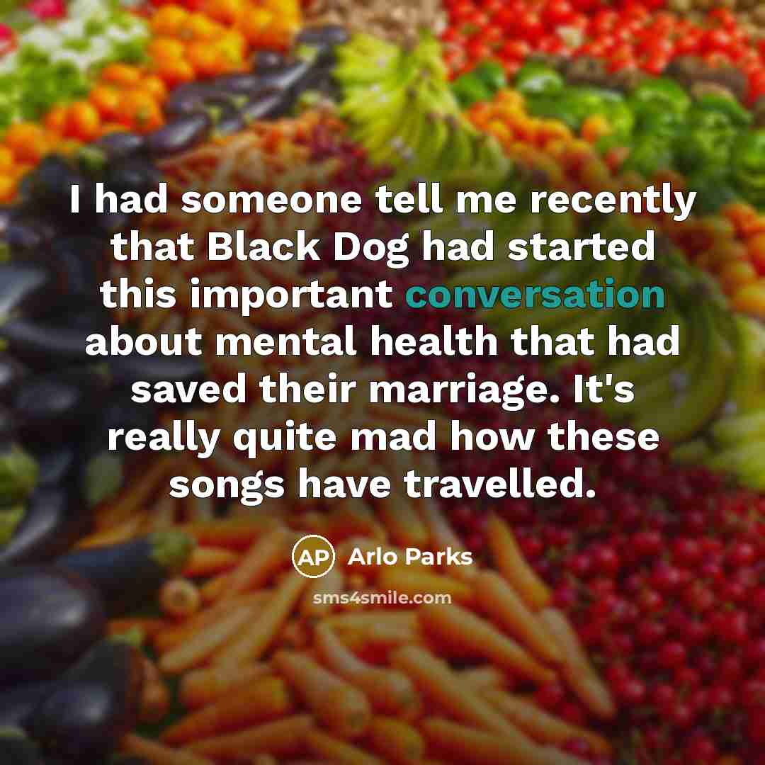 “I had someone tell me recently that Black Dog had…” quote by Arlo Parks