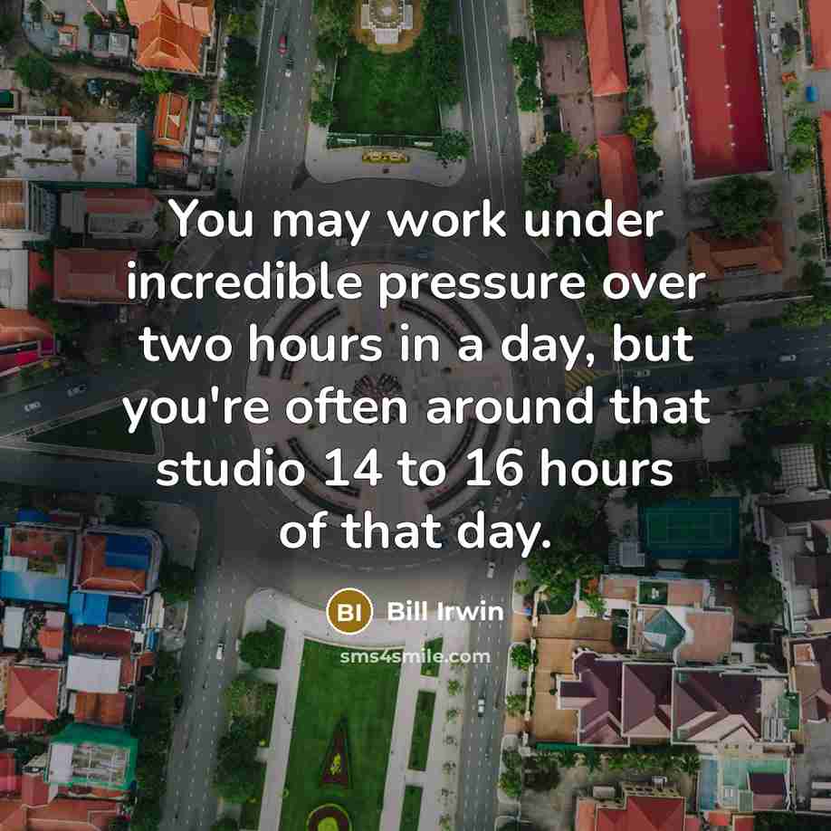 “You may work under incredible pressure over two hours in…” quote by Bill Irwin
