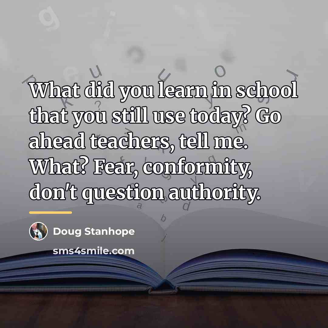 “What did you learn in school that you still use…” quote by Doug Stanhope