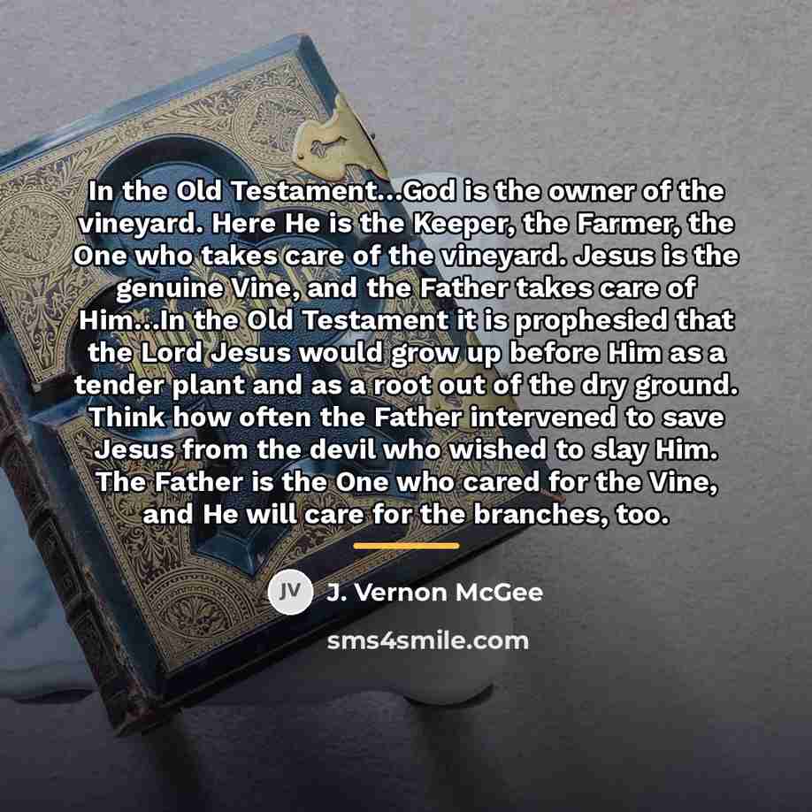 “In the Old Testament…God is the owner of the vineyard.…” quote by J. Vernon McGee