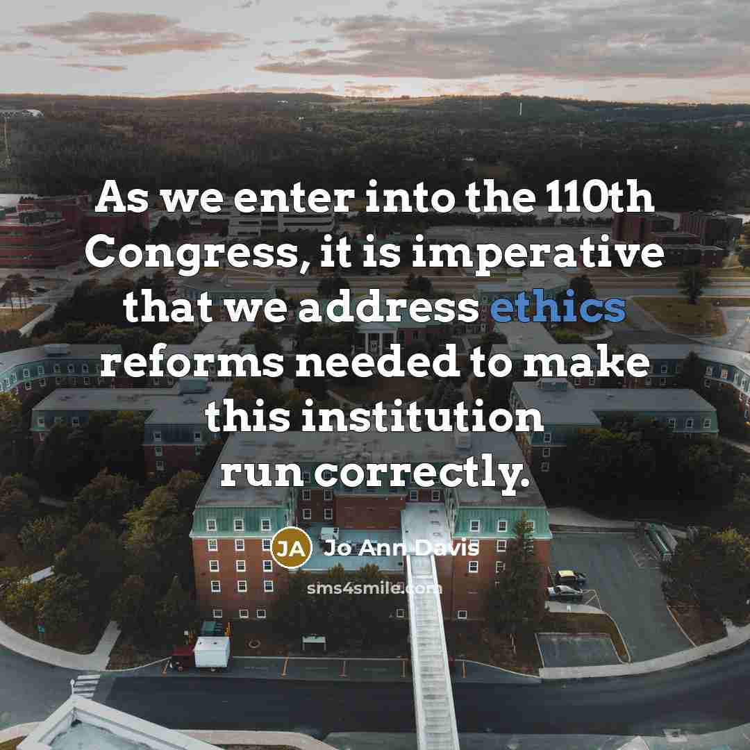 “As we enter into the 110th Congress, it is imperative…” quote by Jo Ann Davis