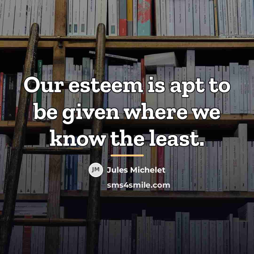 “Our esteem is apt to be given where we know…” quote by Jules Michelet