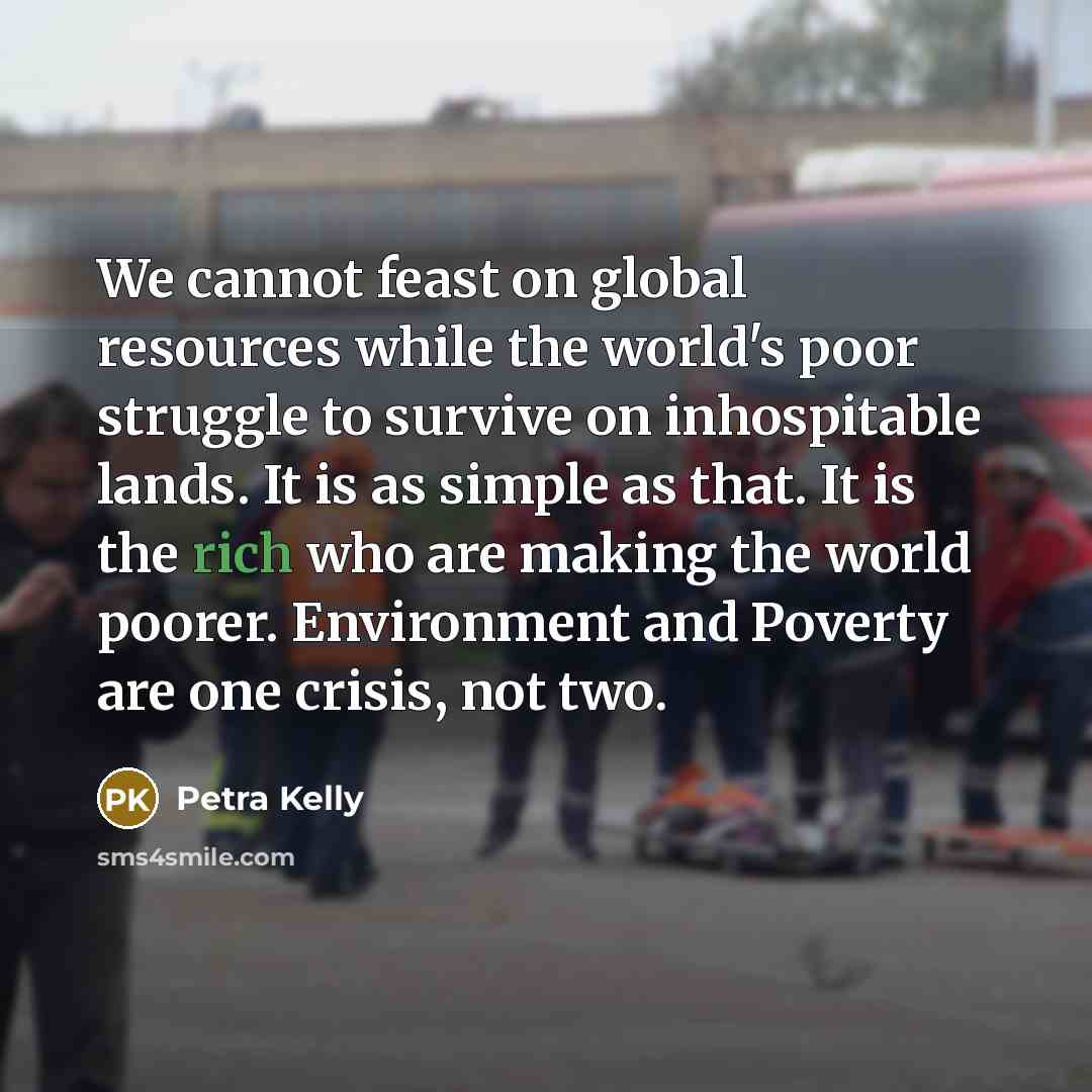 “We cannot feast on global resources while the world's poor…” quote by Petra Kelly