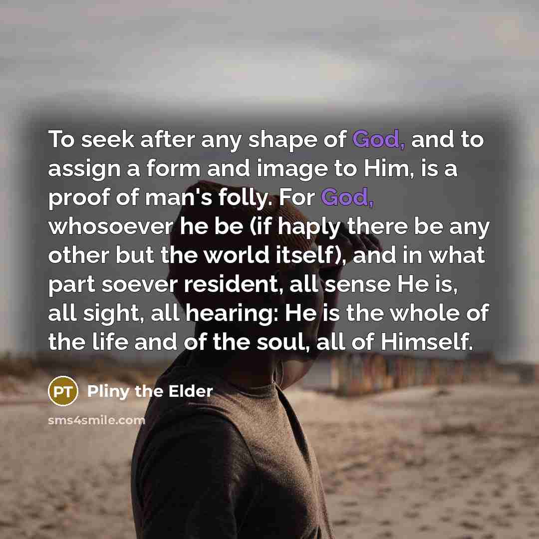 “To seek after any shape of God, and to assign…” quote by Pliny the Elder