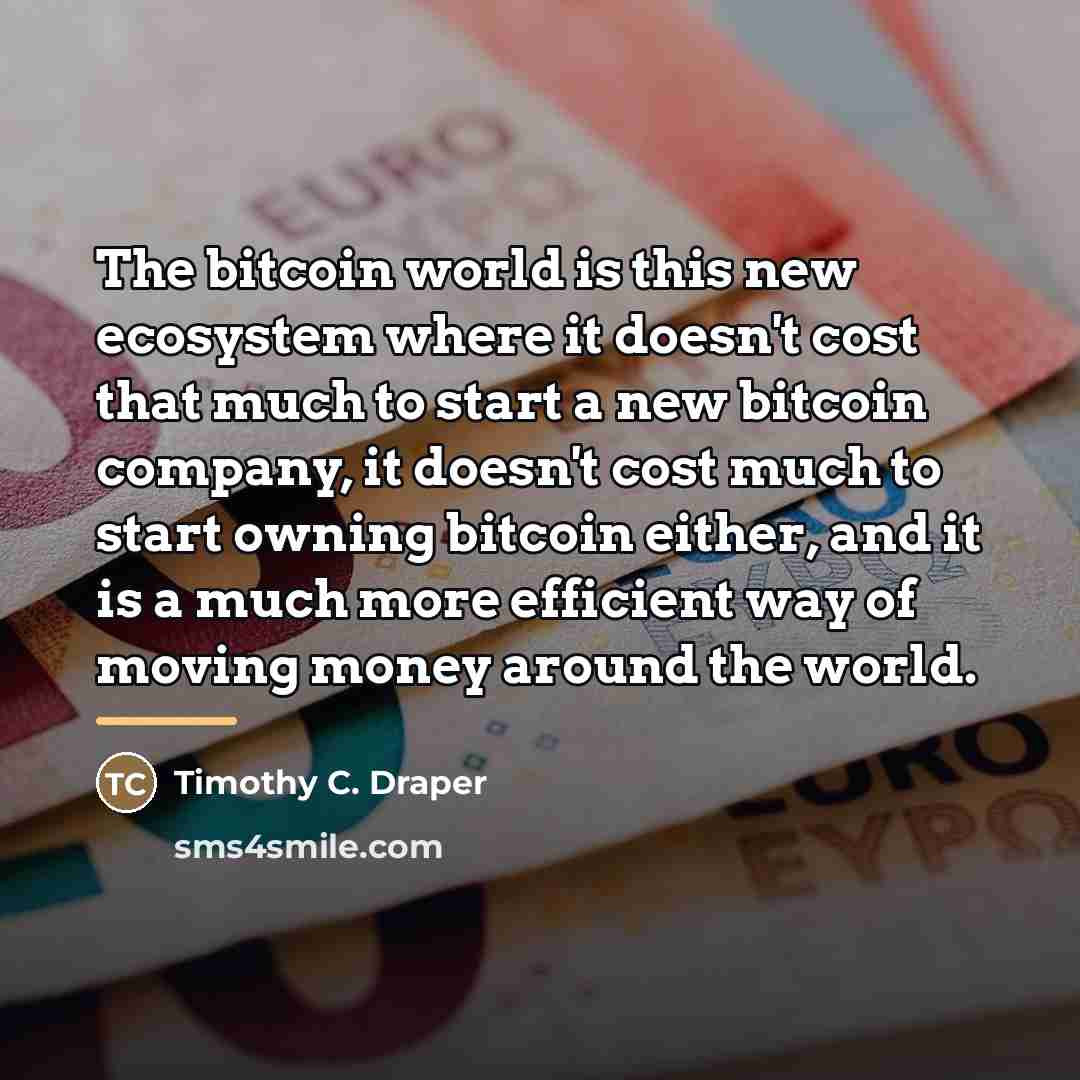 “The bitcoin world is this new ecosystem where it doesn't…” quote by Timothy C. Draper