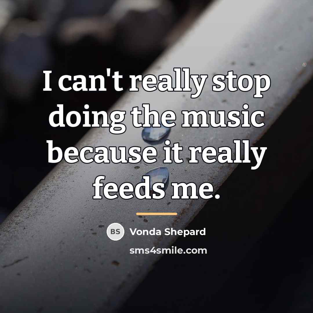 “I can't really stop doing the music because it really…” quote by Vonda Shepard