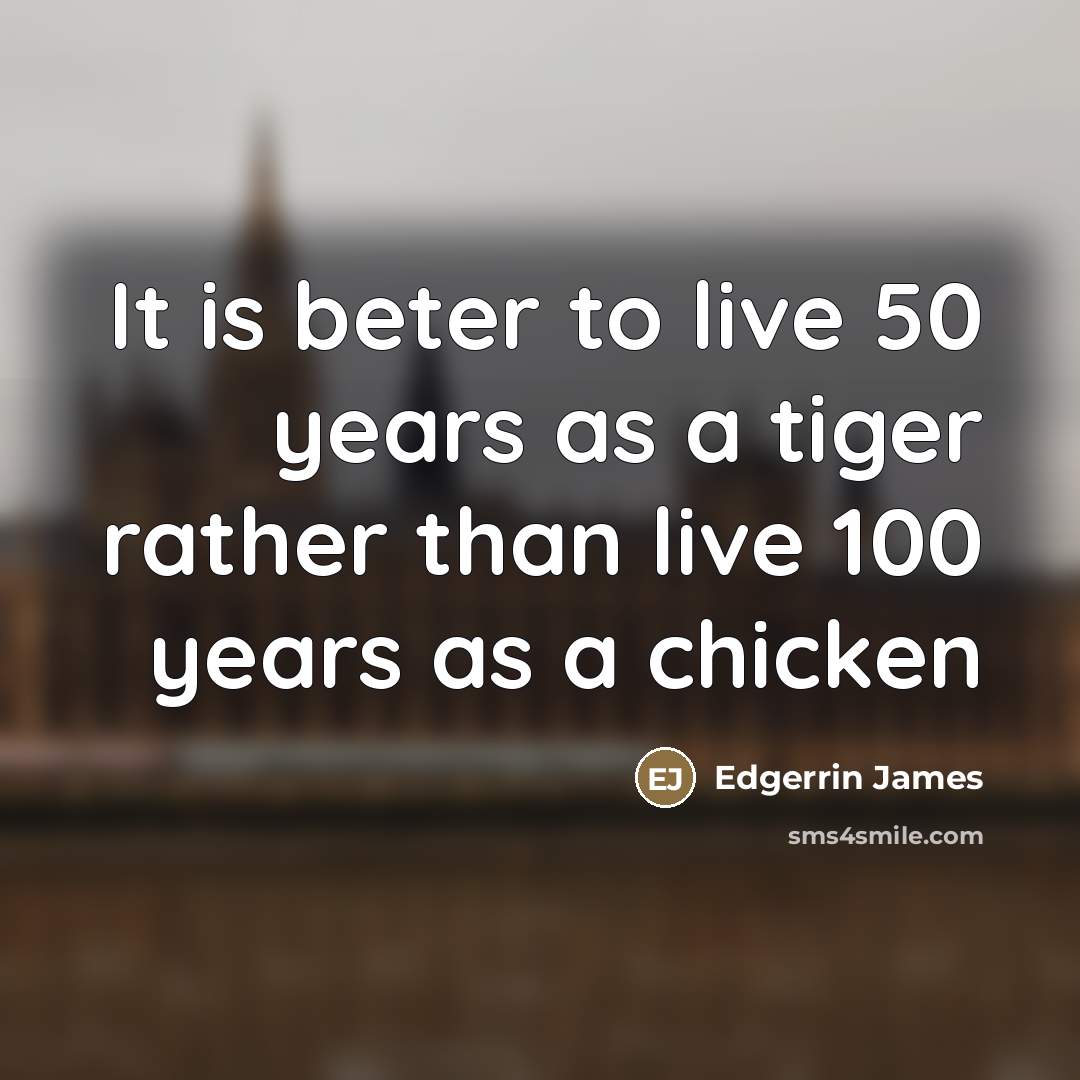 “It is beter to live 50 years as a tiger…” quote by Edgerrin James