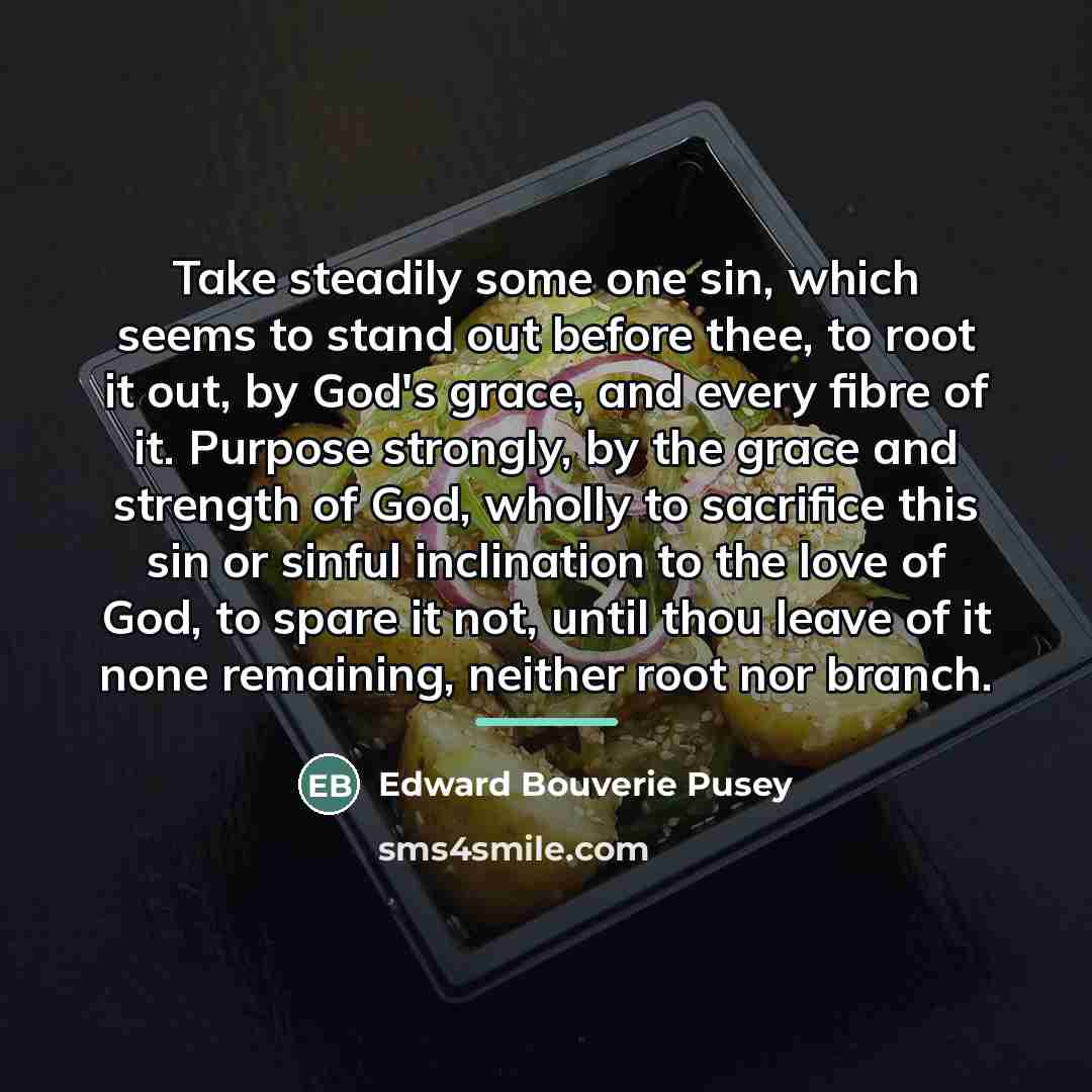 “Take steadily some one sin, which seems to stand out…” quote by Edward Bouverie Pusey