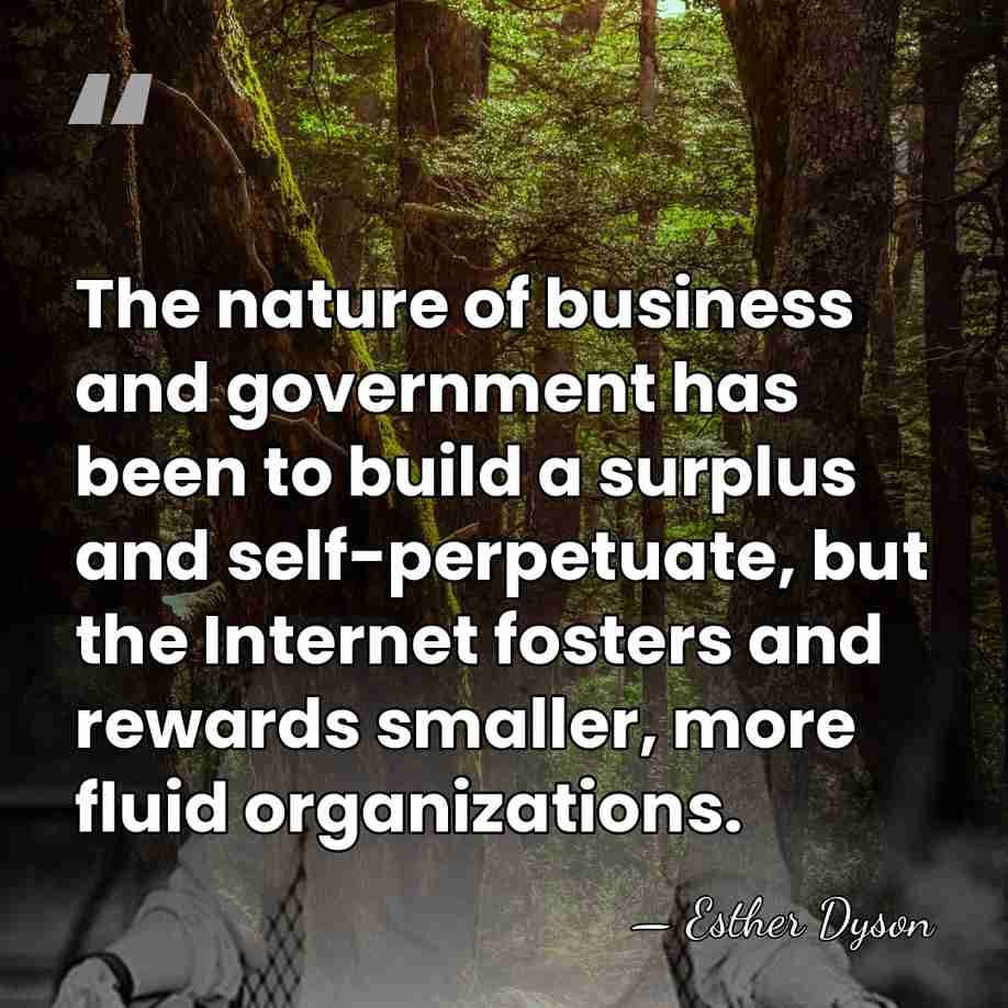 The nature of business and government has been to build a surplus&hellip; - Esther Dyson