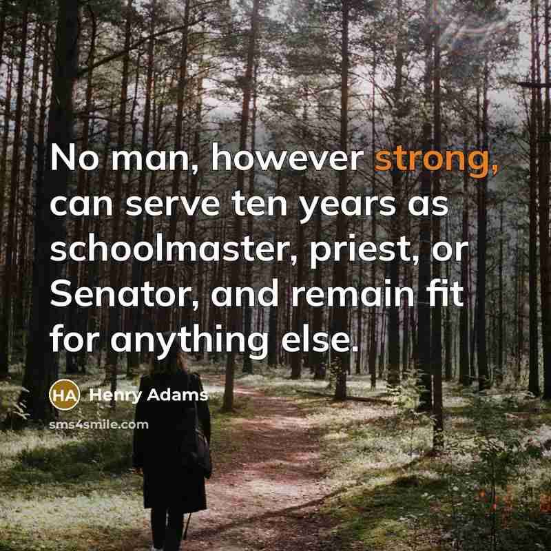 “No man, however strong, can serve ten years as schoolmaster,…” quote by Henry Adams