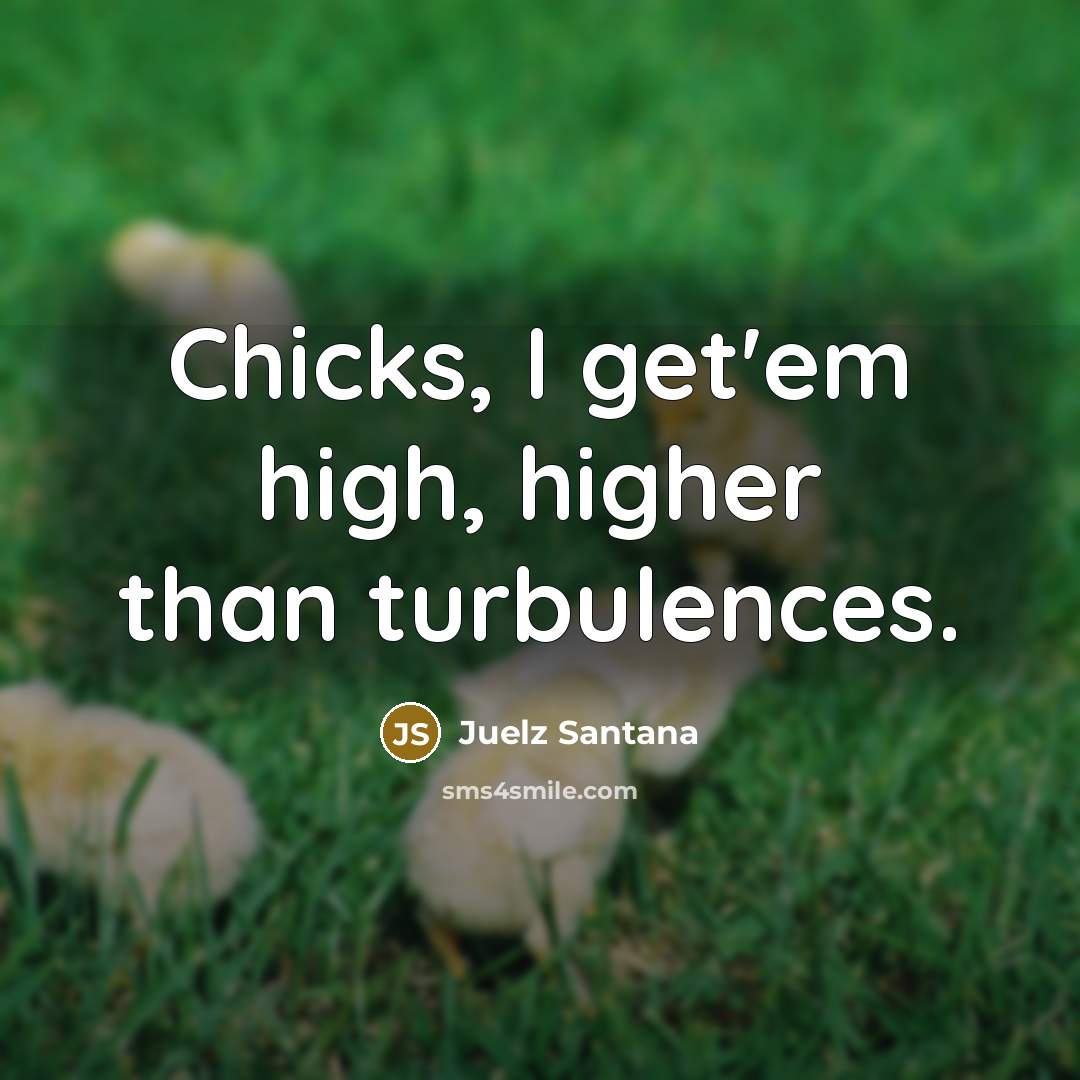 “Chicks, I get'em high, higher than turbulences.…” quote by Juelz Santana