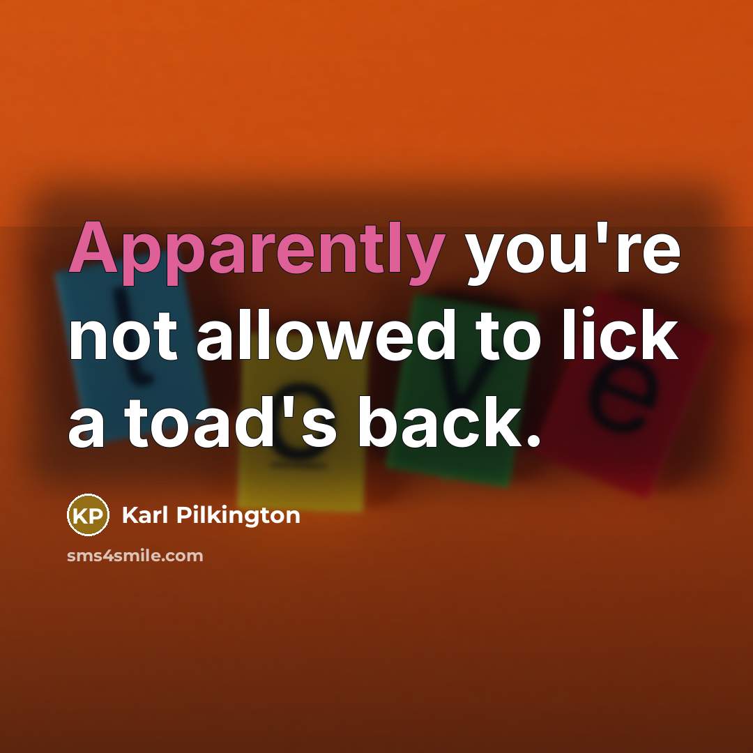“Apparently you're not allowed to lick a toad's back.” quote by Karl Pilkington
